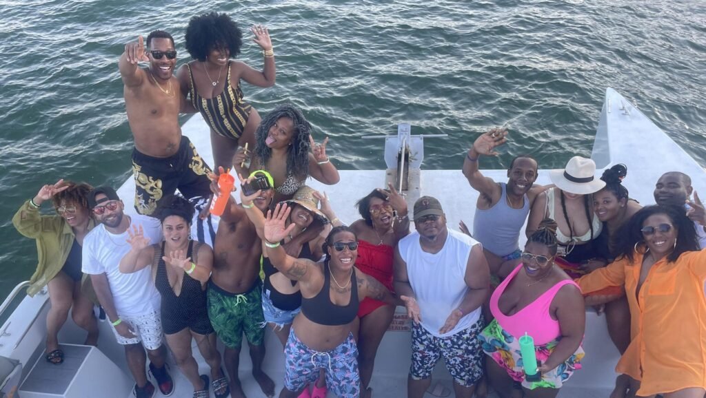 boat party with jetskis