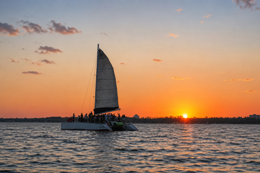 sunset catamaran in Miami