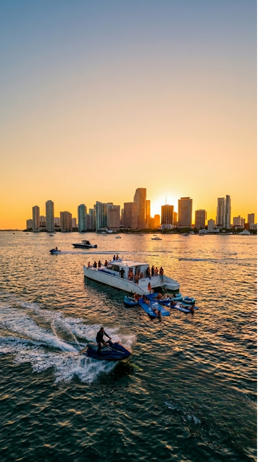 miami party boat with jetski